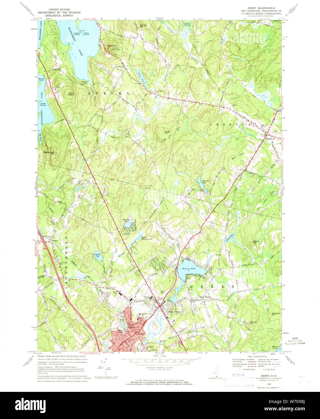 USGS TOPO Karte New-Hampshire NH Derry 329521 1968 24000 Wiederherstellung Stockfoto