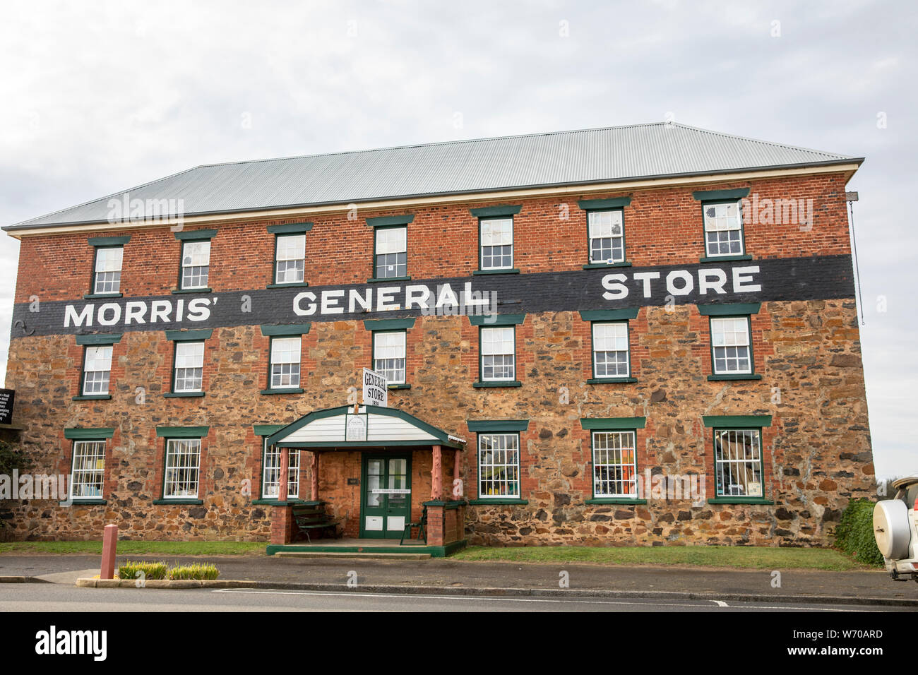 Morris General Store, historischen Gebäude in der Stadt Swansea, Ostküste Tasmanien, Australien Stockfoto