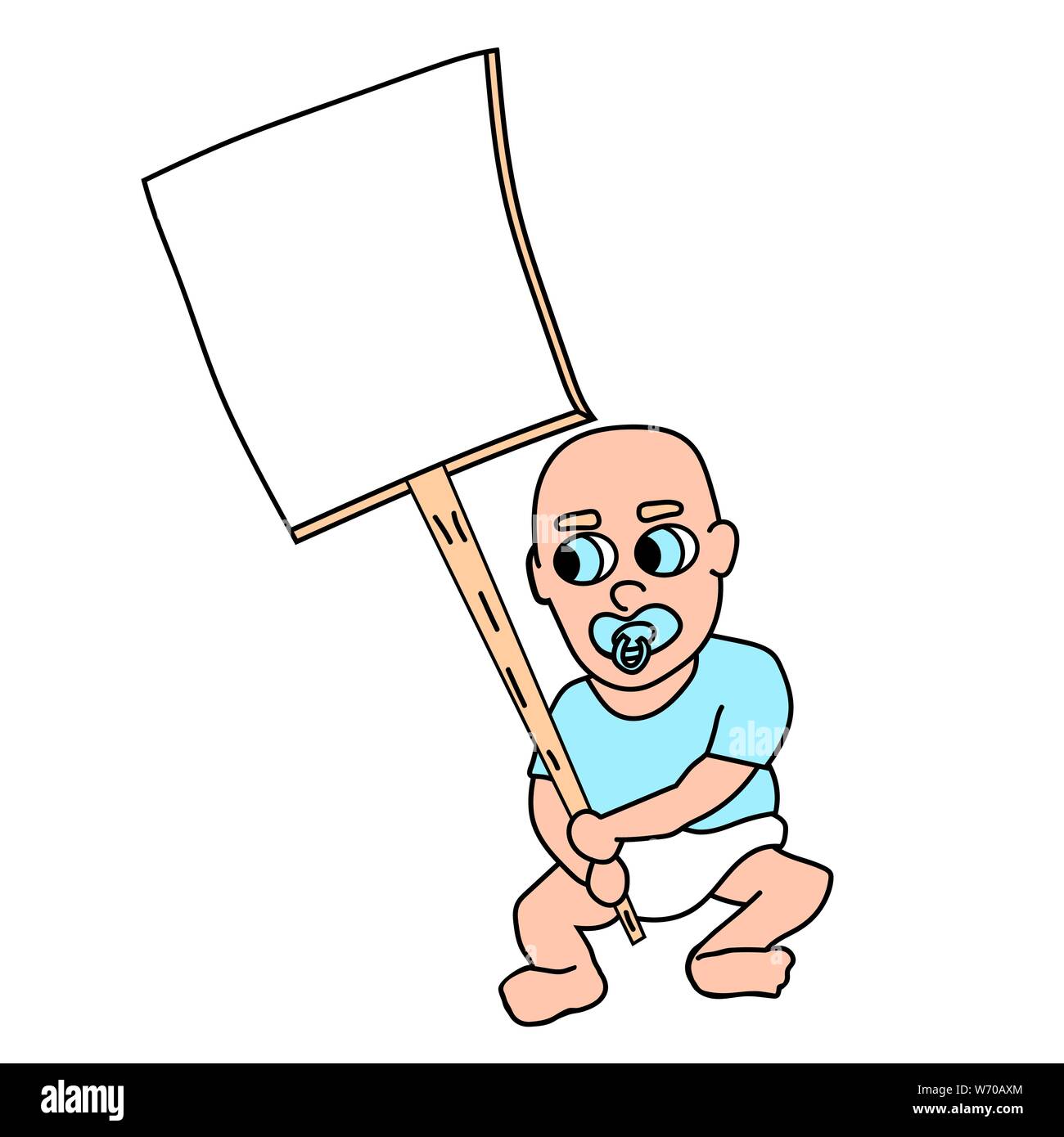 Cartoon protestieren Baby. Isolierte Lager Vector Illustration Stock Vektor