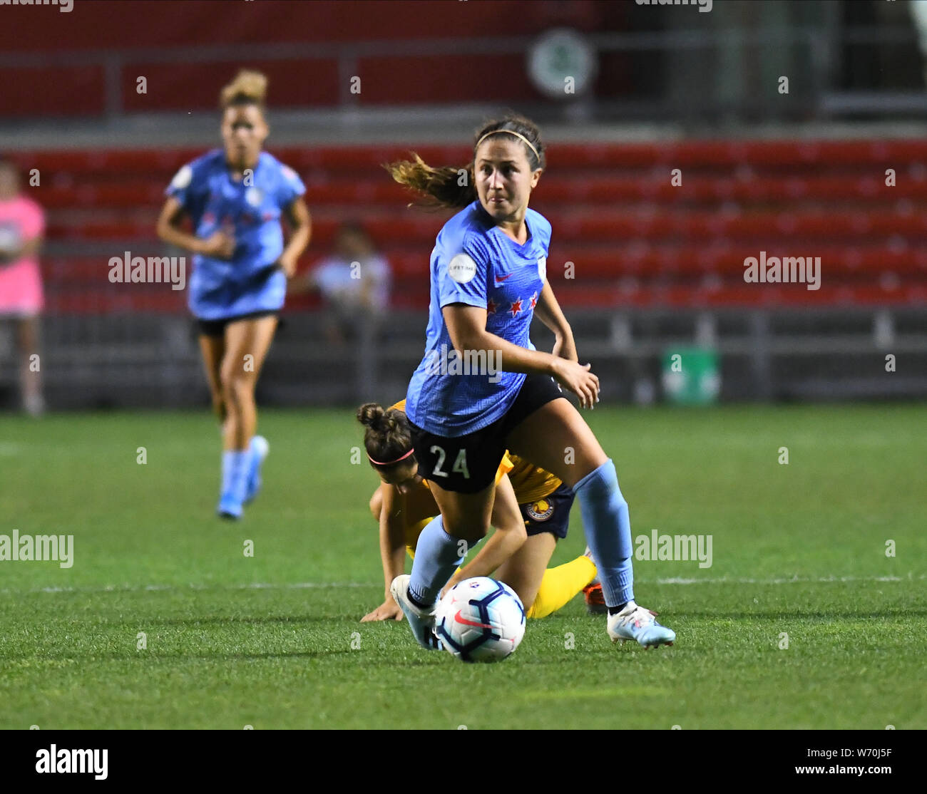 August 03, 2019: Danielle Colaprico (24) der Chicago Red Stars] in einem NWSL Match zwischen Chicago Red Stars und Utah Royals FC am SeatGeek Stadion in Bridgeview, Illinois. Dean Reid/CSM. Stockfoto