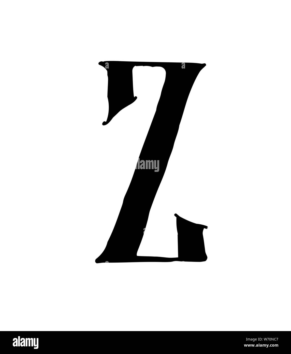 Lateinischer Buchstabe Z Vektor. Logo für das Unternehmen. Symbol für den Standort. Separates Schreiben aus dem Alphabet. Gotische neo-Russischen altertümlichen Stil von 17-19 centurie Stock Vektor