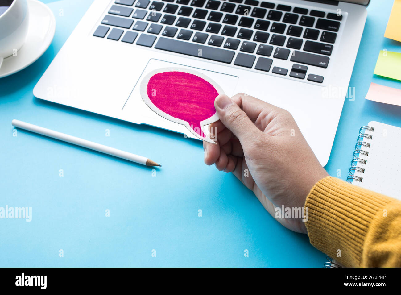 Social media Nachricht, Konzepte sprechen Sie mit Symbol Stockfoto