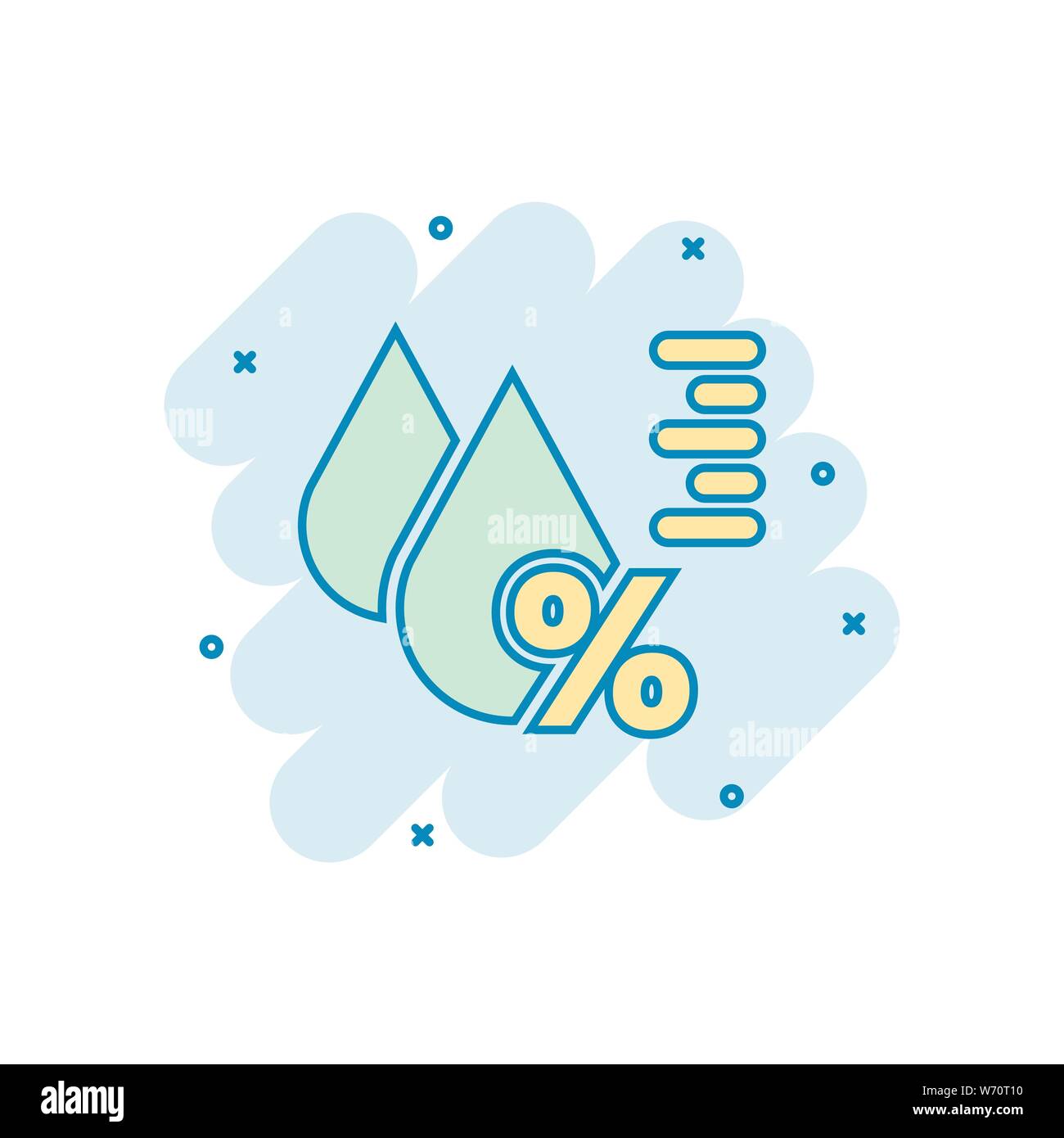 Luftfeuchtigkeit Symbol im Comic-stil. Klima vektor Cartoon Illustration auf weißem Hintergrund isoliert. Temperatur Prognose Geschäftskonzept splash Wirkung. Stock Vektor