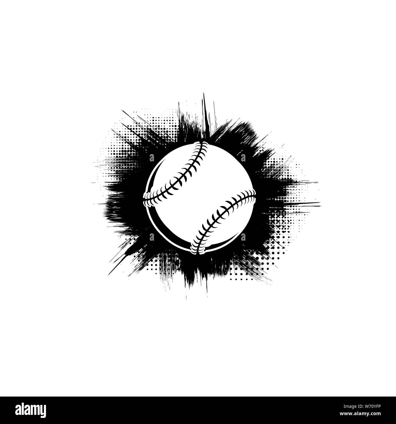 White baseball Symbol mit Schwarz grunge Rahmen auf weißem Hintergrund Stock Vektor