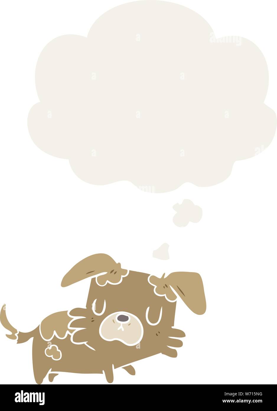 Cartoon Hund mit dachte Blase im Retro Stil Stock Vektor