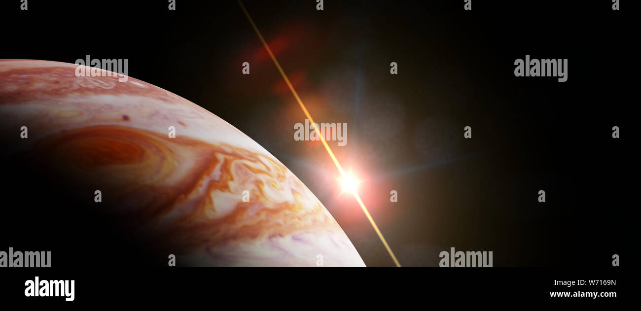 Sonnenaufgang auf dem Planeten Jupiter Stockfoto