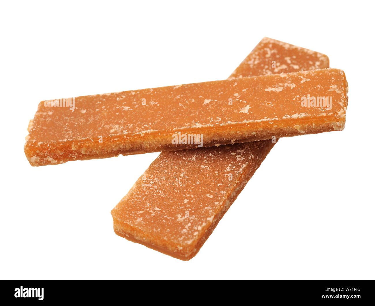 Zwei braune kubische Zucker Balken auf weißem Hintergrund Stockfoto