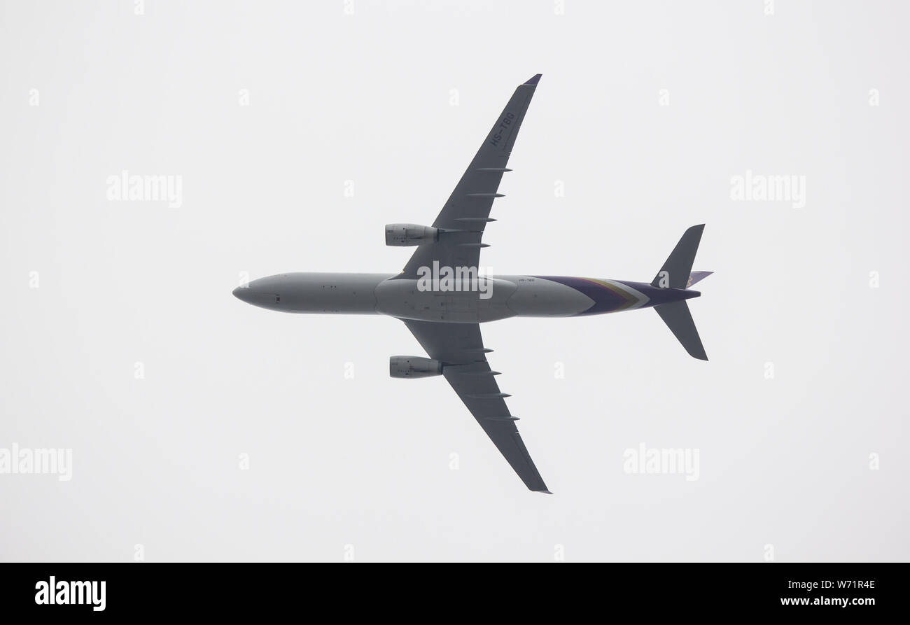 Chiangmai, Thailand - 26. Juli 2019: HS-TBG Airbus A330-300 von Thai Airways. Im Flug von Chiang Mai nach Bangkok. Stockfoto