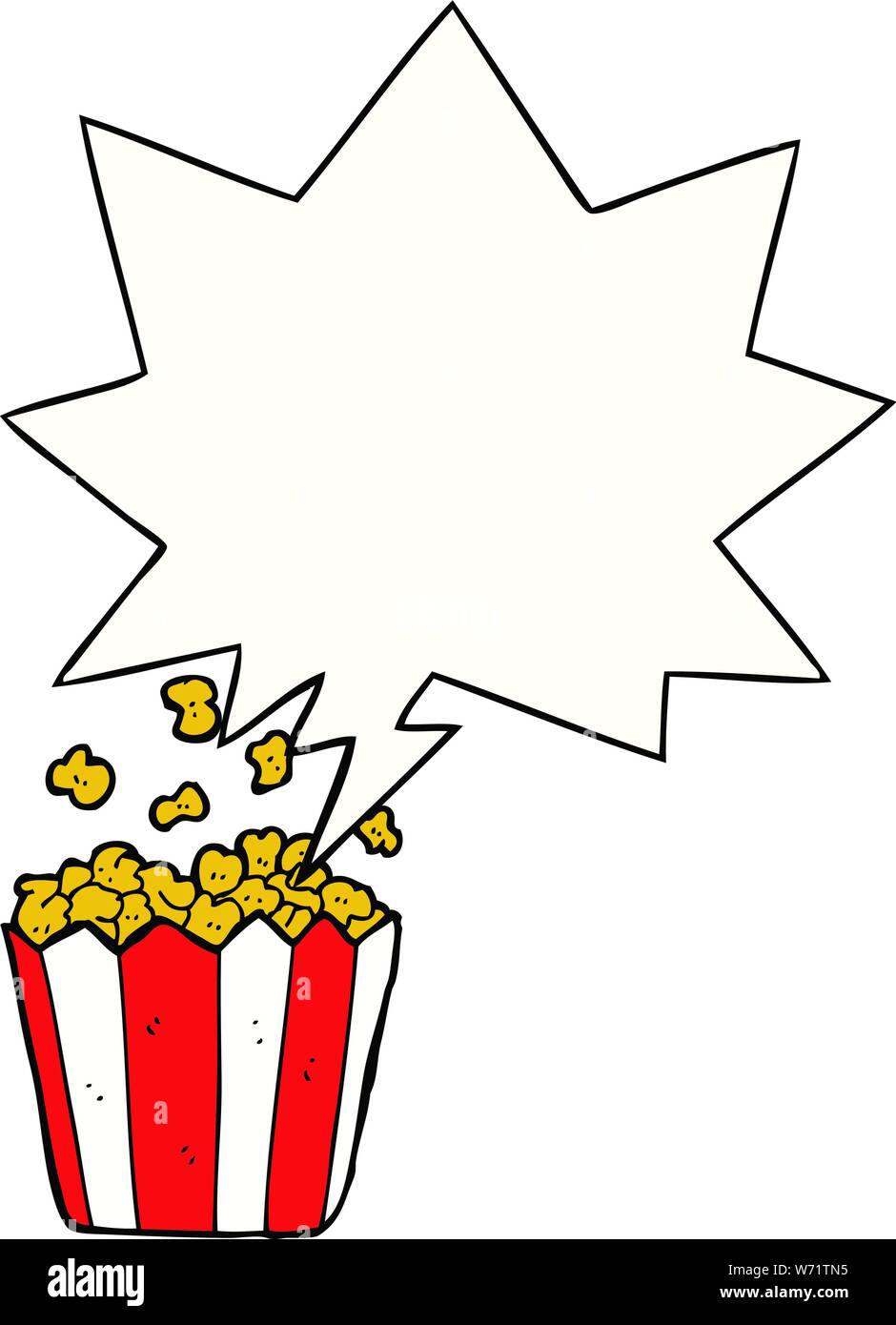 Cartoon Popcorn mit Sprechblase Stock Vektor