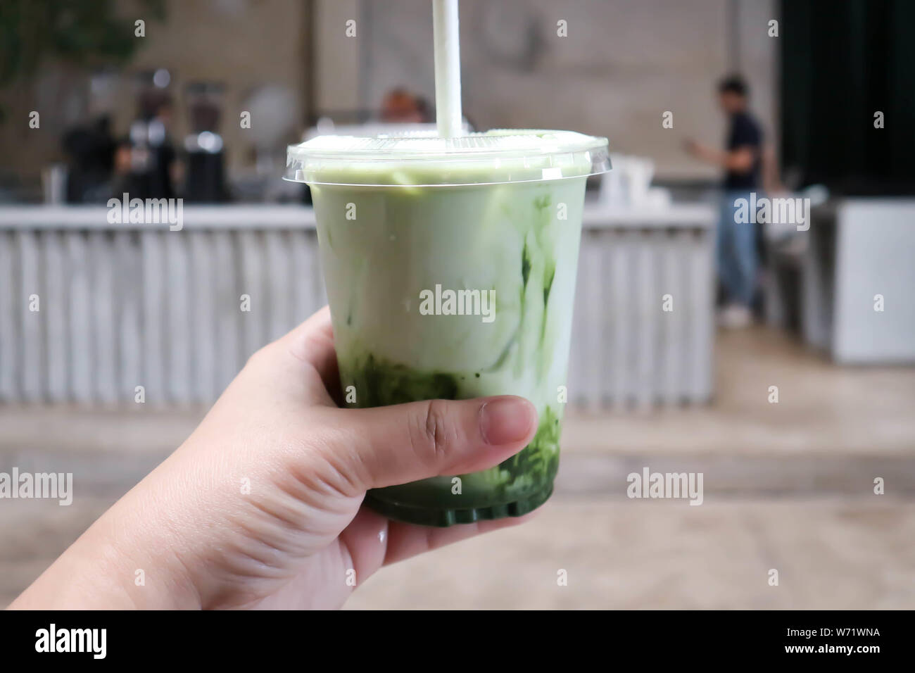 Eistee Grüner Tee Grüner Tee oder, Macha macha Latte Stockfoto