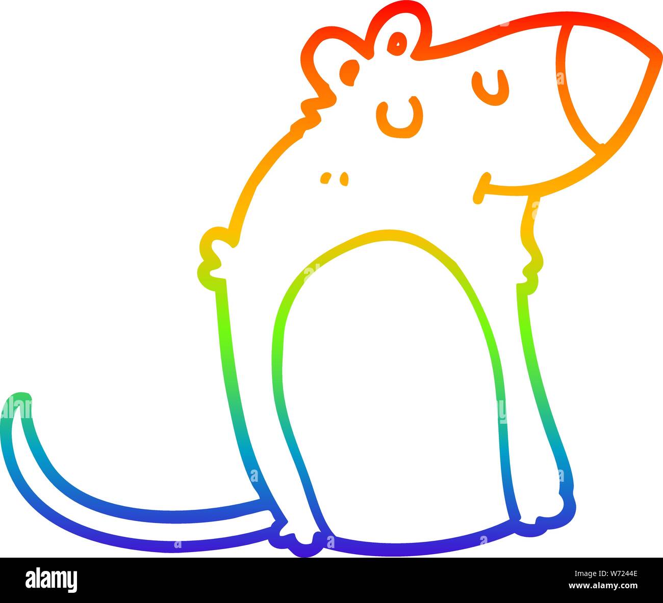 Regenbogen Farbverlauf Zeichnung einer Cartoon fette Ratte Stock Vektor