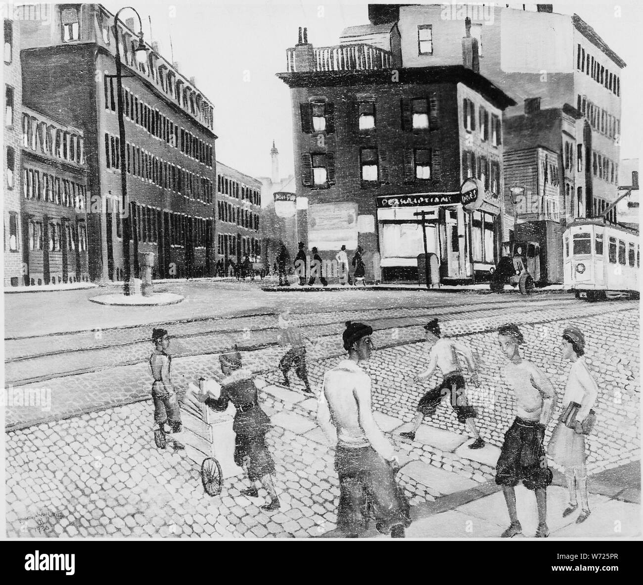 Douglass Square, Boston, 1936; Allgemeine Hinweise: Öl. 20 x 24. Original Gemälde ist in Farbe. Stockfoto