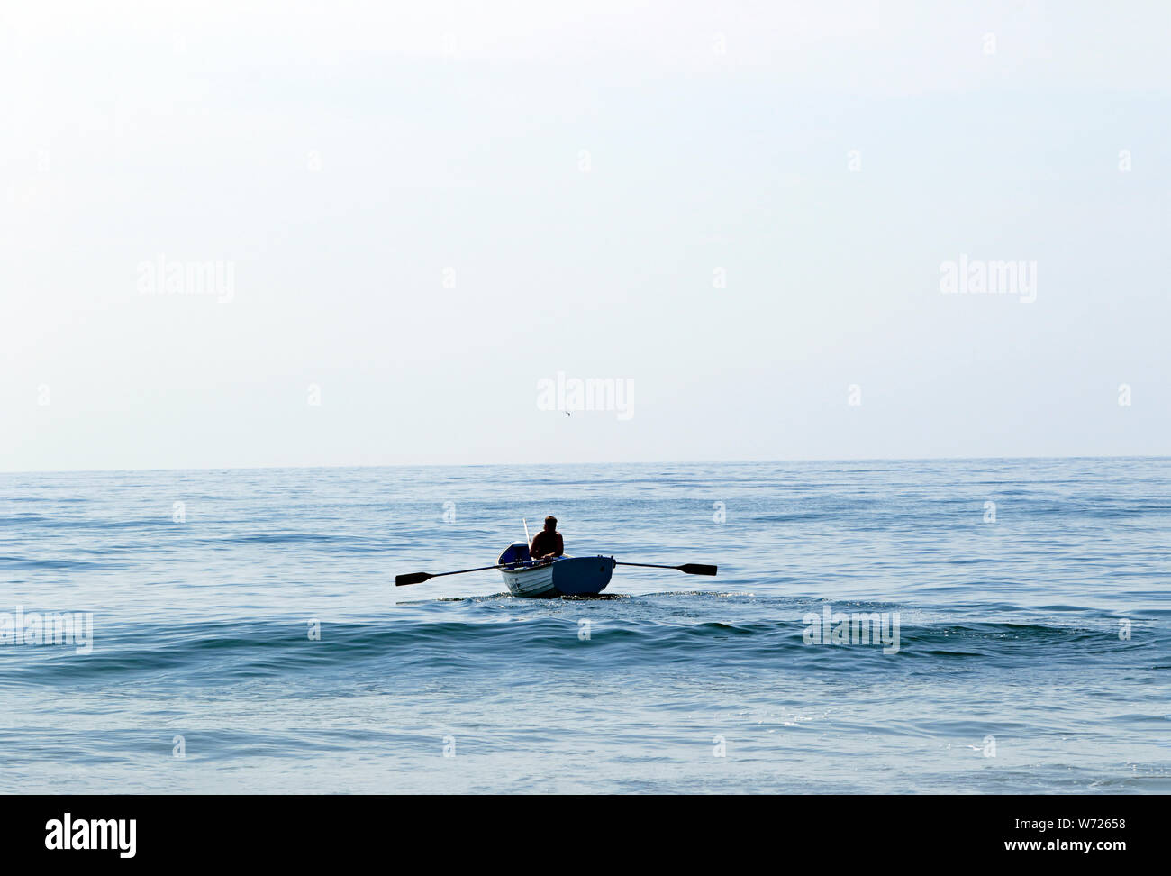 Ein Rettungsschwimmer in einem Rettungsboot in Sea Isle City, New Jersey, USA Stockfoto