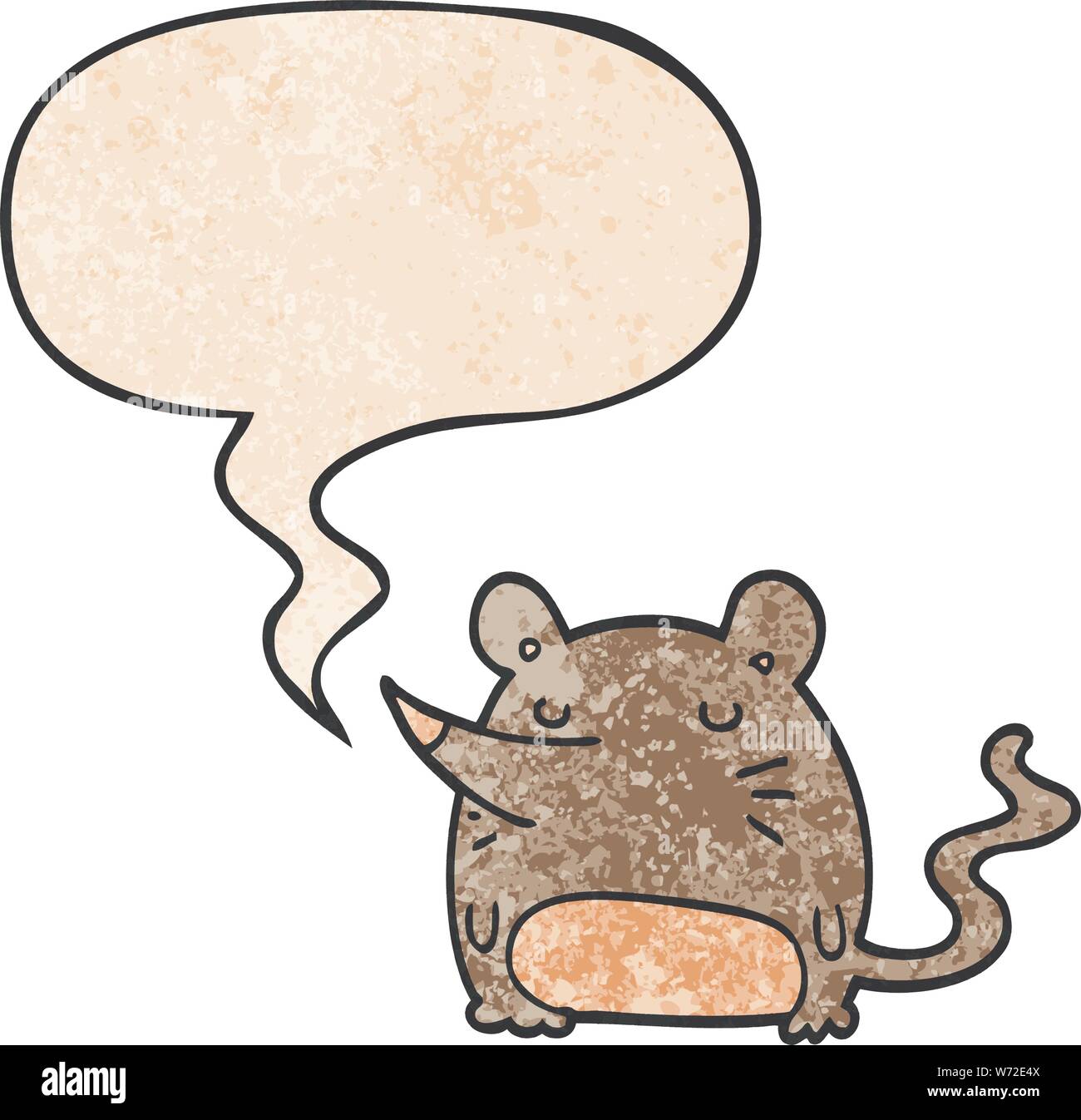 Cartoon Maus mit Sprechblase im Retro Stil Textur Stock Vektor