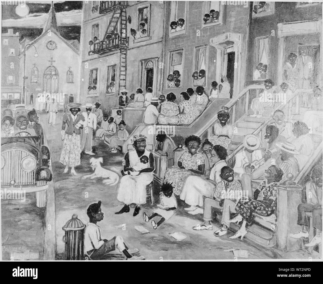 Mittsommernacht in Harlem; Allgemeine Hinweise: Malerei. Dieses Bild wird auch in Farbe erhältlich. Fragen Sie bitte unter Kontakt eine Kopie zu erhalten. Stockfoto