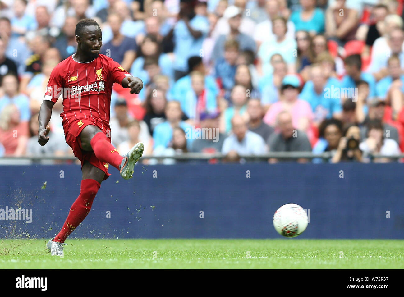 London, Großbritannien. 04 Aug, 2019. Naby Keita von Liverpool in Aktion. Der FA Community Shield, Liverpool gegen Manchester City im Wembley Stadion in London am Sonntag, den 4. August 2019. Dieses Bild dürfen nur für redaktionelle Zwecke verwendet werden. Nur die redaktionelle Nutzung, eine Lizenz für die gewerbliche Nutzung erforderlich. Keine Verwendung in Wetten, Spiele oder einer einzelnen Verein/Liga/player Publikationen. pic von Chris Stading/Andrew Orchard sport Fotografie/Alamy Live news Credit: Andrew Orchard sport Fotografie/Alamy leben Nachrichten Stockfoto