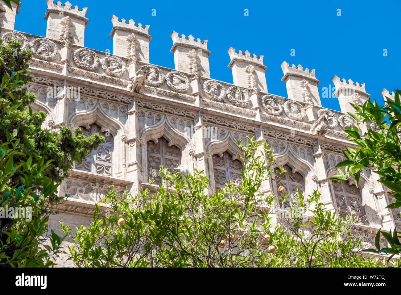 Die llotja de la Seda (mittelalterliche Seide Exchange), eine späte Valencia im gotischen Stil zivile Gebäude in Valencia, Spanien. Stockfoto