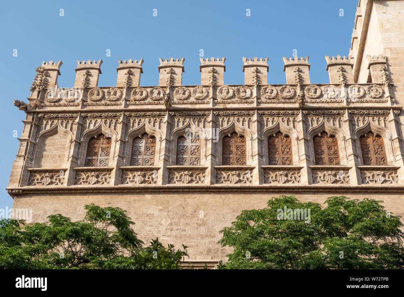 Die llotja de la Seda (mittelalterliche Seide Exchange), eine späte Valencia im gotischen Stil zivile Gebäude in Valencia, Spanien. Stockfoto