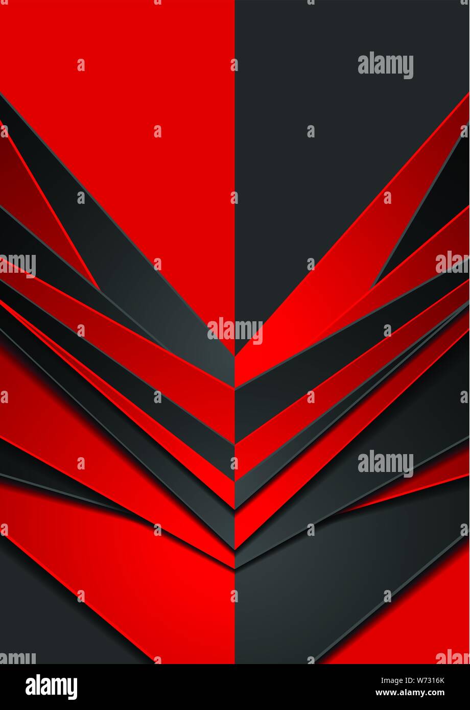 Rot und Schwarz abstrakte tech Pfeile Kontrast Hintergrund. Vektor corporate Geometrie Design Stock Vektor