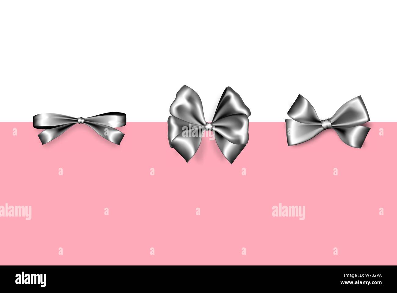 Urlaub satin Geschenk bow knot Farbband silber Metall Stock Vektor