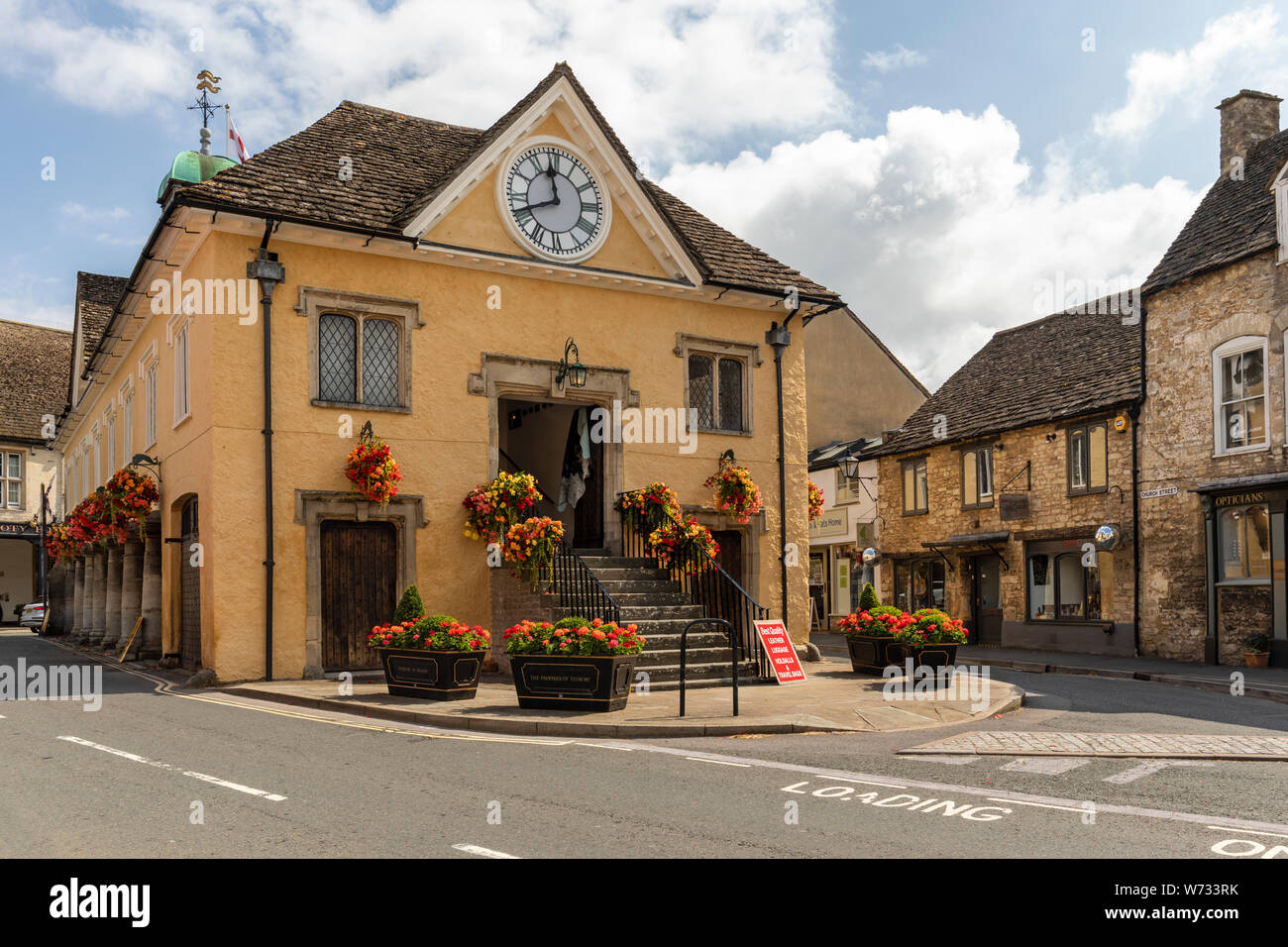 Wahrzeichen: Market House, Market Place, Tetbury, Cotswolds, Gloucestershire, England, Großbritannien Stockfoto