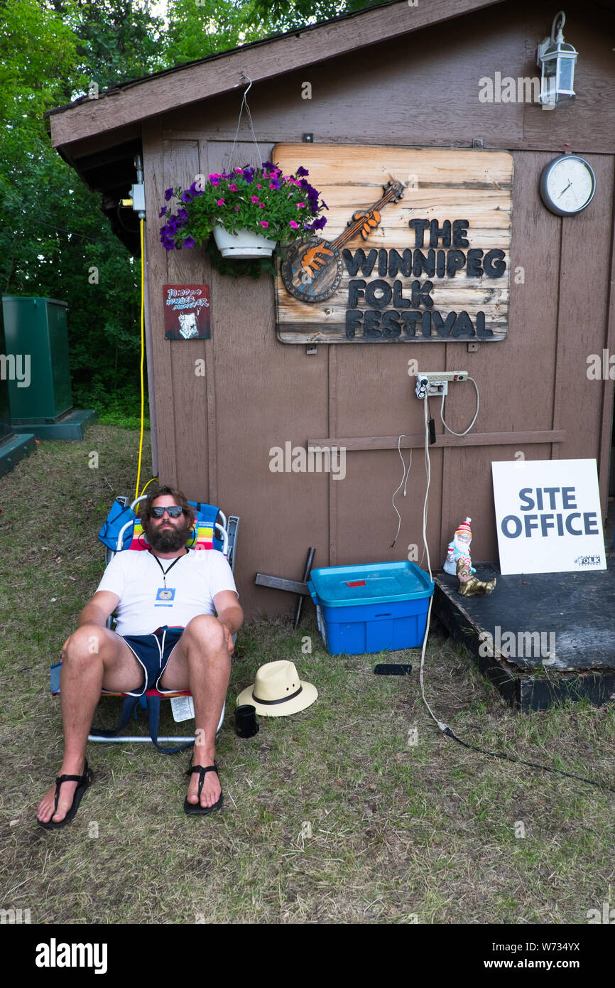 Vor dem Site Office Winnipeg Folk Festival 2019 Stockfoto