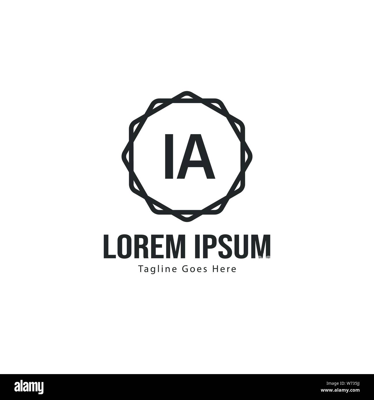 Erste IA logo Vorlage mit modernen Rahmen. Minimalistische IA schreiben logo Vector Illustration Design Stock Vektor