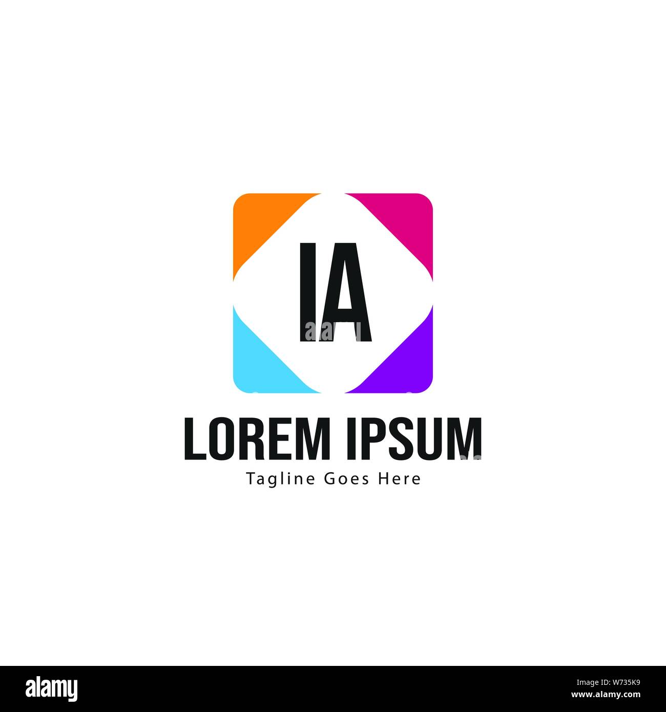 Erste IA logo Vorlage mit modernen Rahmen. Minimalistische IA schreiben logo Vector Illustration Design Stock Vektor