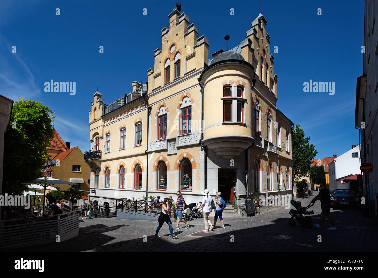 Mittelalterliche Gassen und Gebäuden in Visby, Gotland, Schweden am 20. Juli 2019 Stockfoto