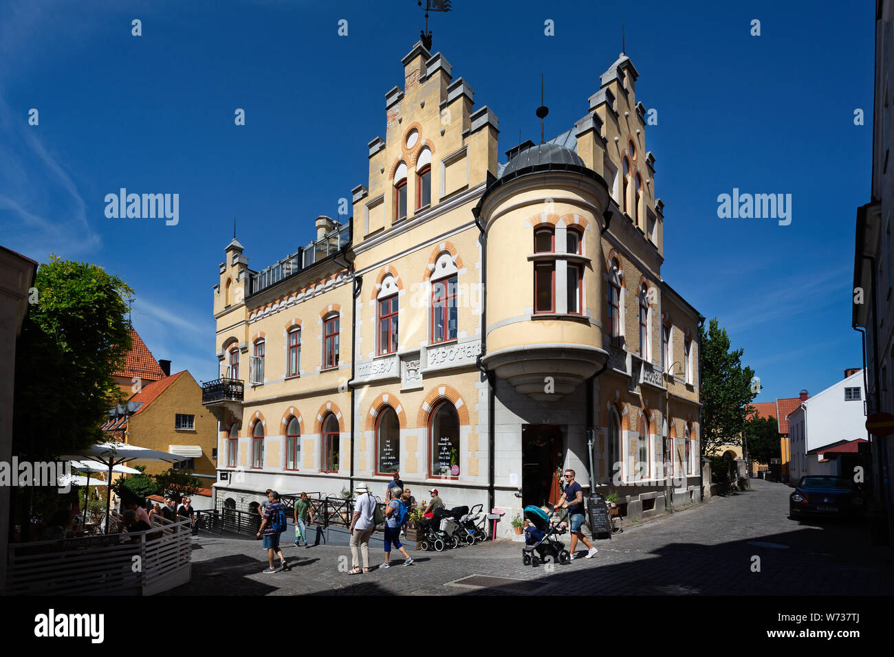 Mittelalterliche Gassen und Gebäuden in Visby, Gotland, Schweden am 20. Juli 2019 Stockfoto