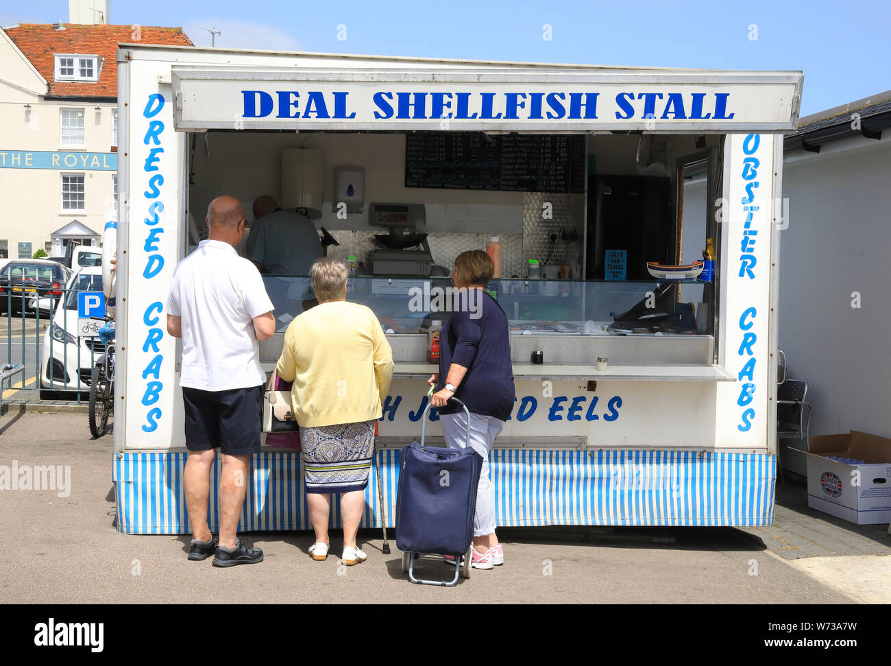 Viel Muscheln Stall direkt an der Küste, im East Kent, Großbritannien Stockfoto