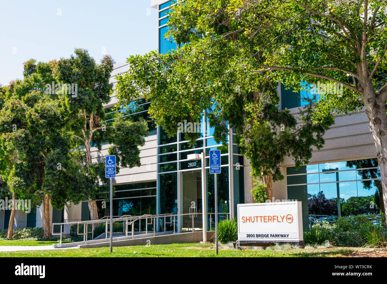 August 1, 2019 Redwood City/CA/USA - Shutterfly Hauptsitz im Silicon Valley; Shutterfly, Inc. ist eine US-amerikanische Internet-basierte Unternehmen spe Stockfoto