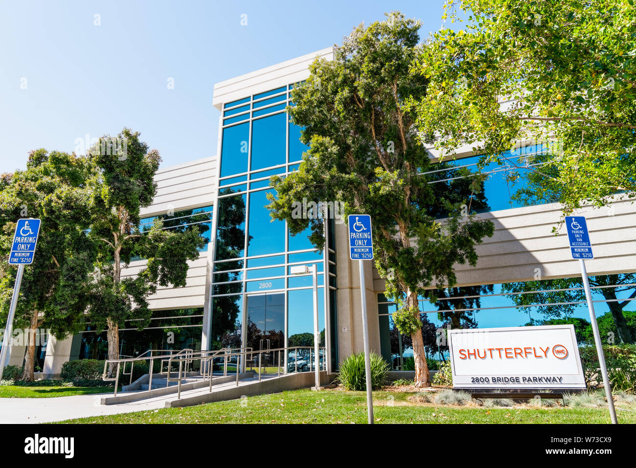 August 1, 2019 Redwood City/CA/USA - Shutterfly Hauptsitz im Silicon Valley; Shutterfly, Inc. ist eine US-amerikanische Internet-basierte Unternehmen spe Stockfoto