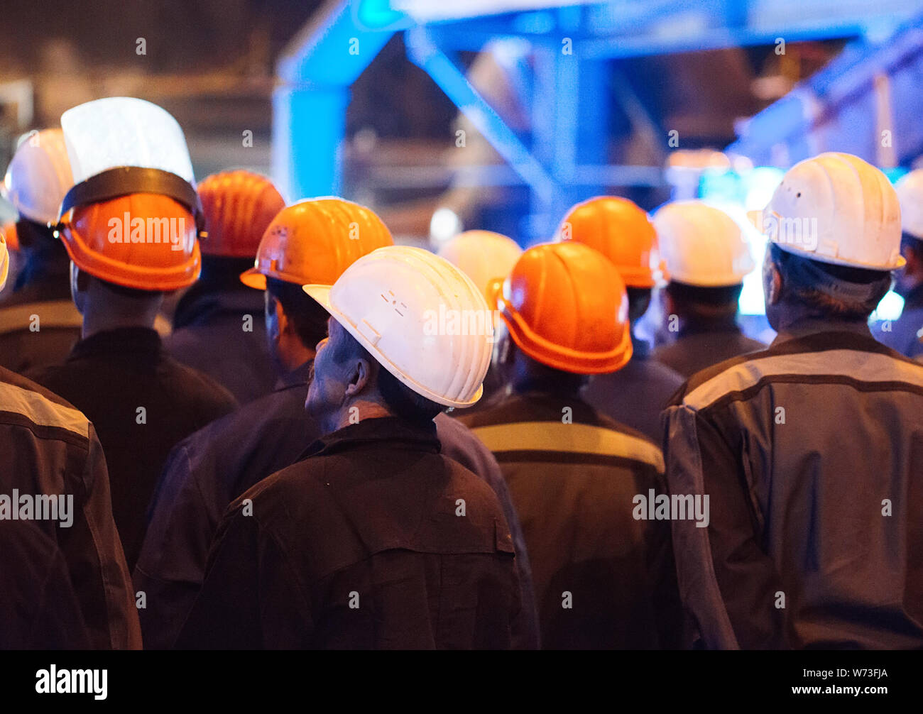 Streik der Arbeiter in der Schwerindustrie. Metallurgische Industrie. Stockfoto