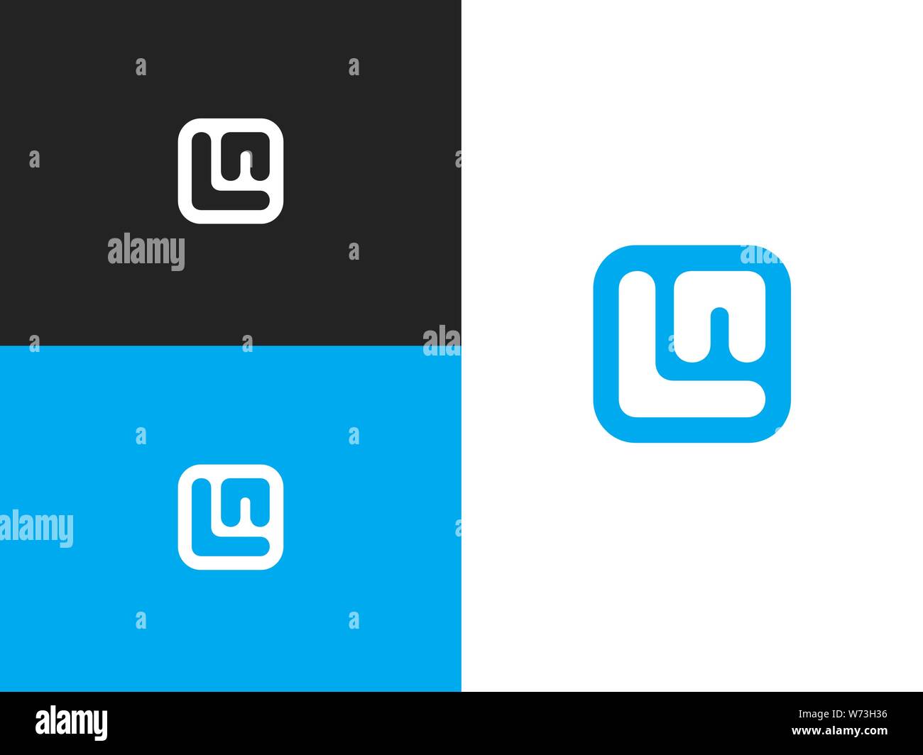 Anfangsbuchstaben L und N-Logo template Design in eckigen abgerundete Form. Monogramm. Konzept logo Label oder Abzeichen. Icon Design template Element. Abstrakte sh Stock Vektor