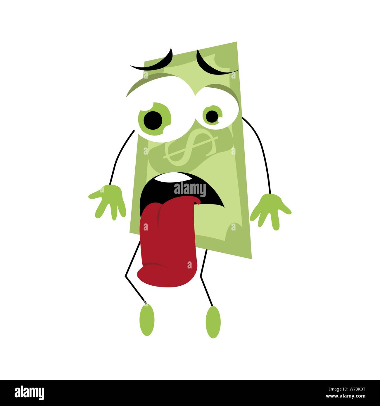 Müde dollar Banknote Maskottchen. Vektor finanzielle erschöpft, Illustration Krise Währung, Geld stress Stock Vektor