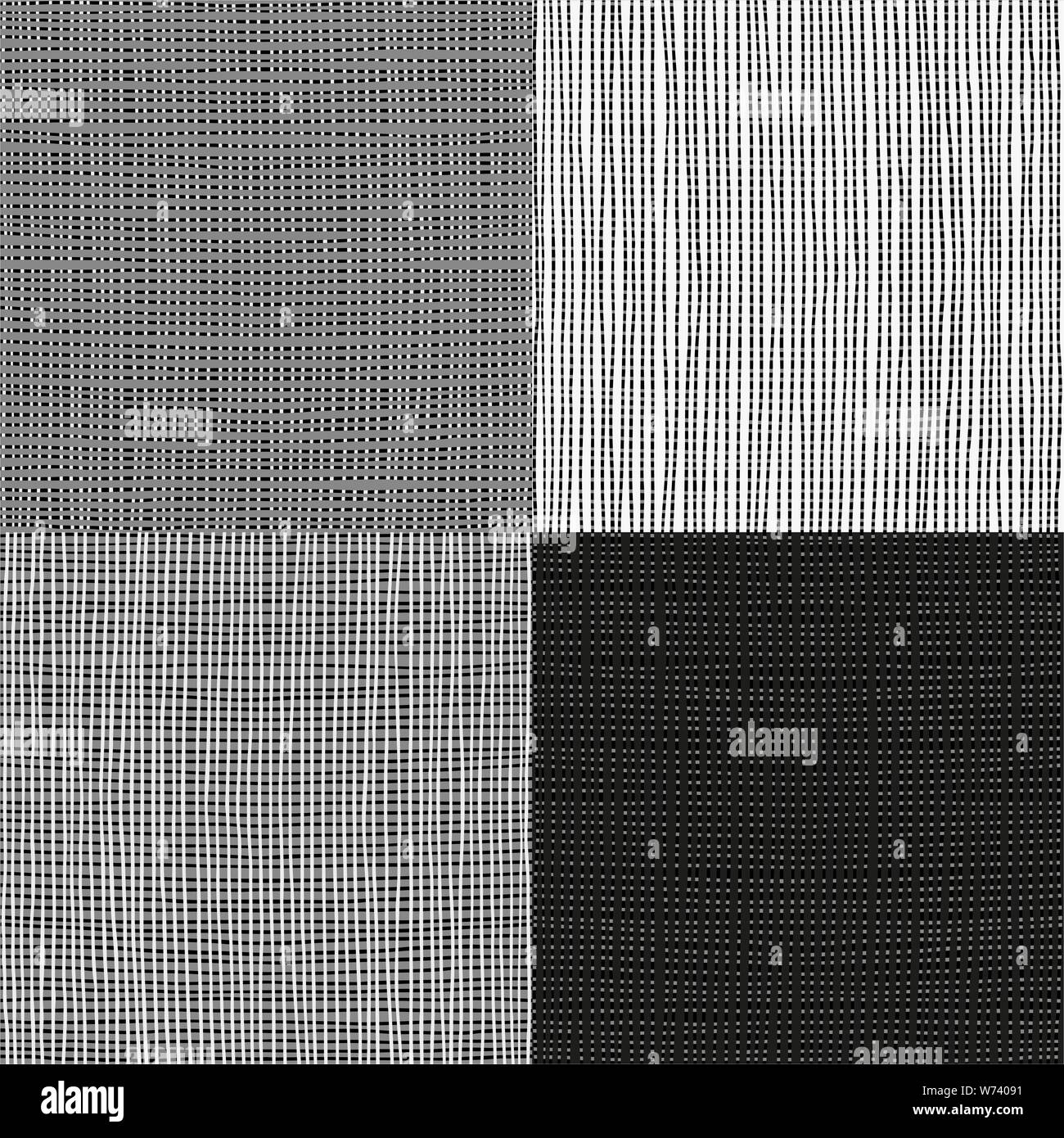 Satz von vier nahtlose Hand gezeichnete grafische Muster. Im Vektor gemacht Stock Vektor
