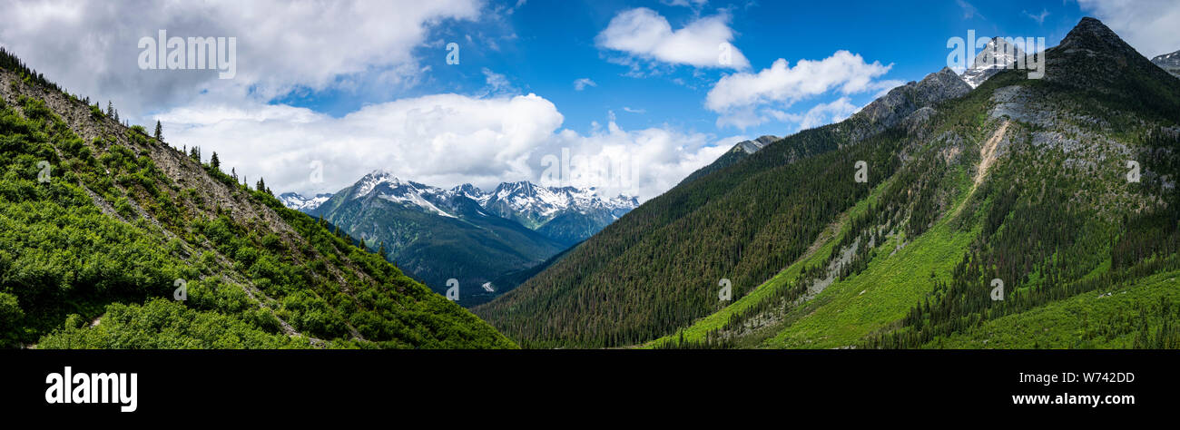 Panoramablick auf die kanadischen Rockies im Glacier National Park, British Columbia, Kanada Stockfoto