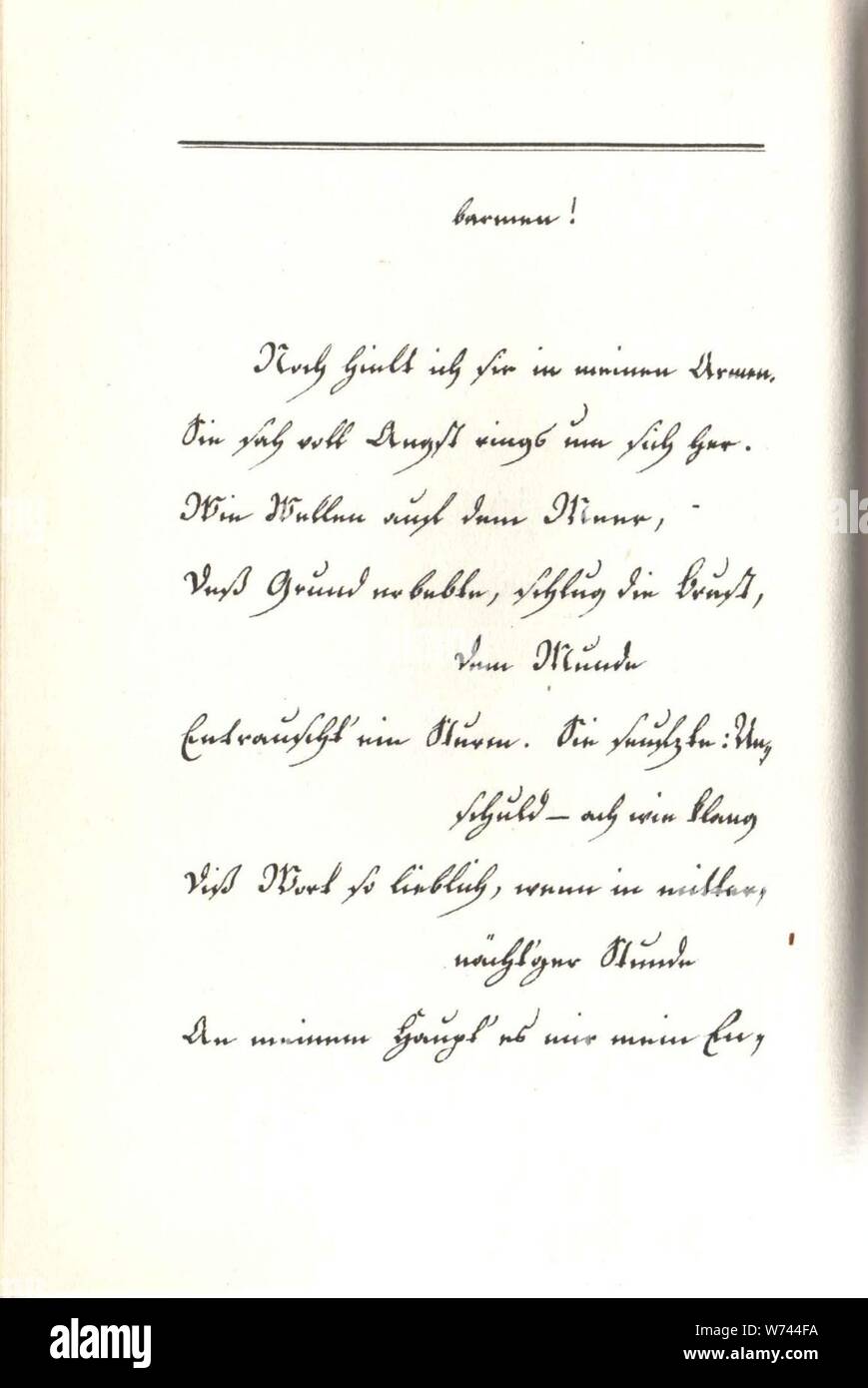 De J W Goethe Annette Manuskript 052. Stockfoto