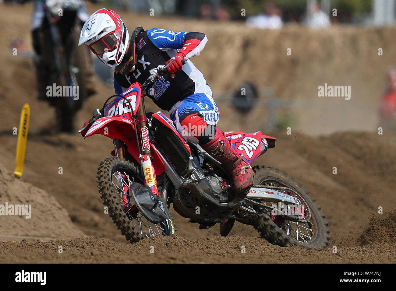 4 august 2019 Lommel, Belgien FIM Motocross World Championship 2019 04-08-2019: Motorsport: MXGP Lommel: Lommel FIM Motocross World Championship 2019 Lommel Belgium MXGP race1 Tim Gajser SLO Team HRC HONDA Stockfoto