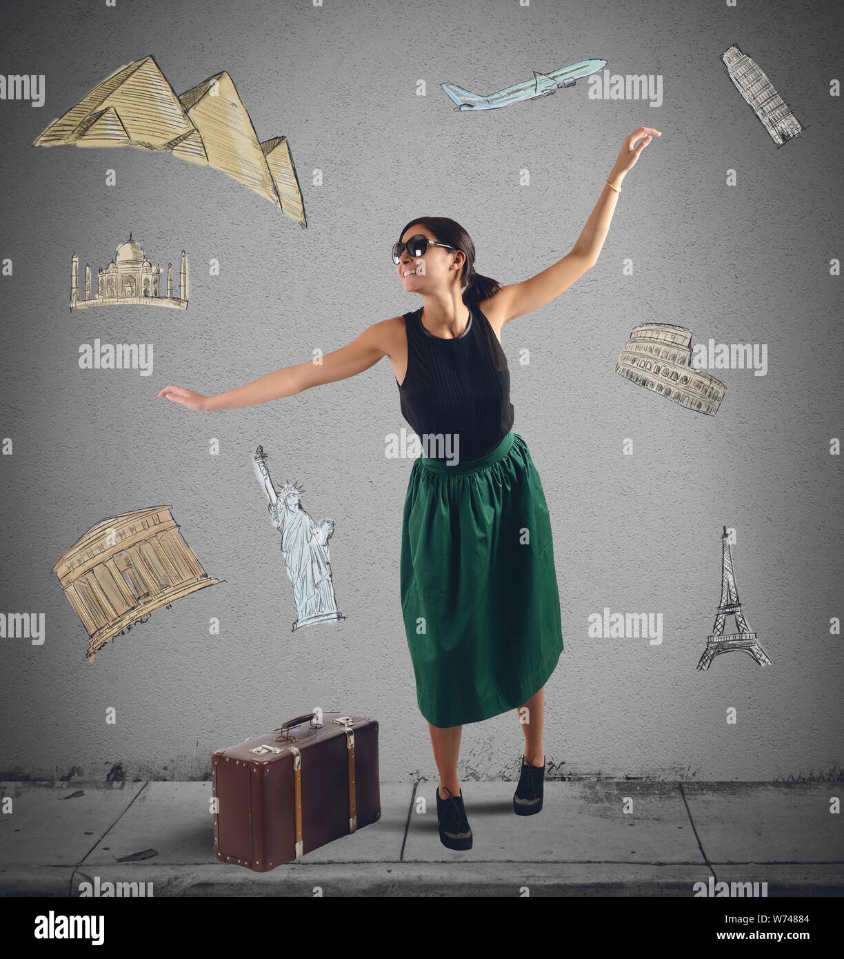 Verträumte elegante touristische Stockfoto