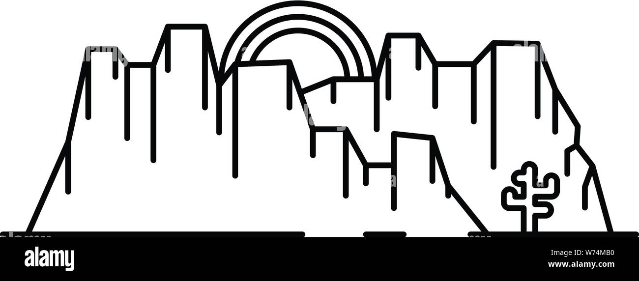 Wüste und Berge Symbol, outline Style Stock Vektor