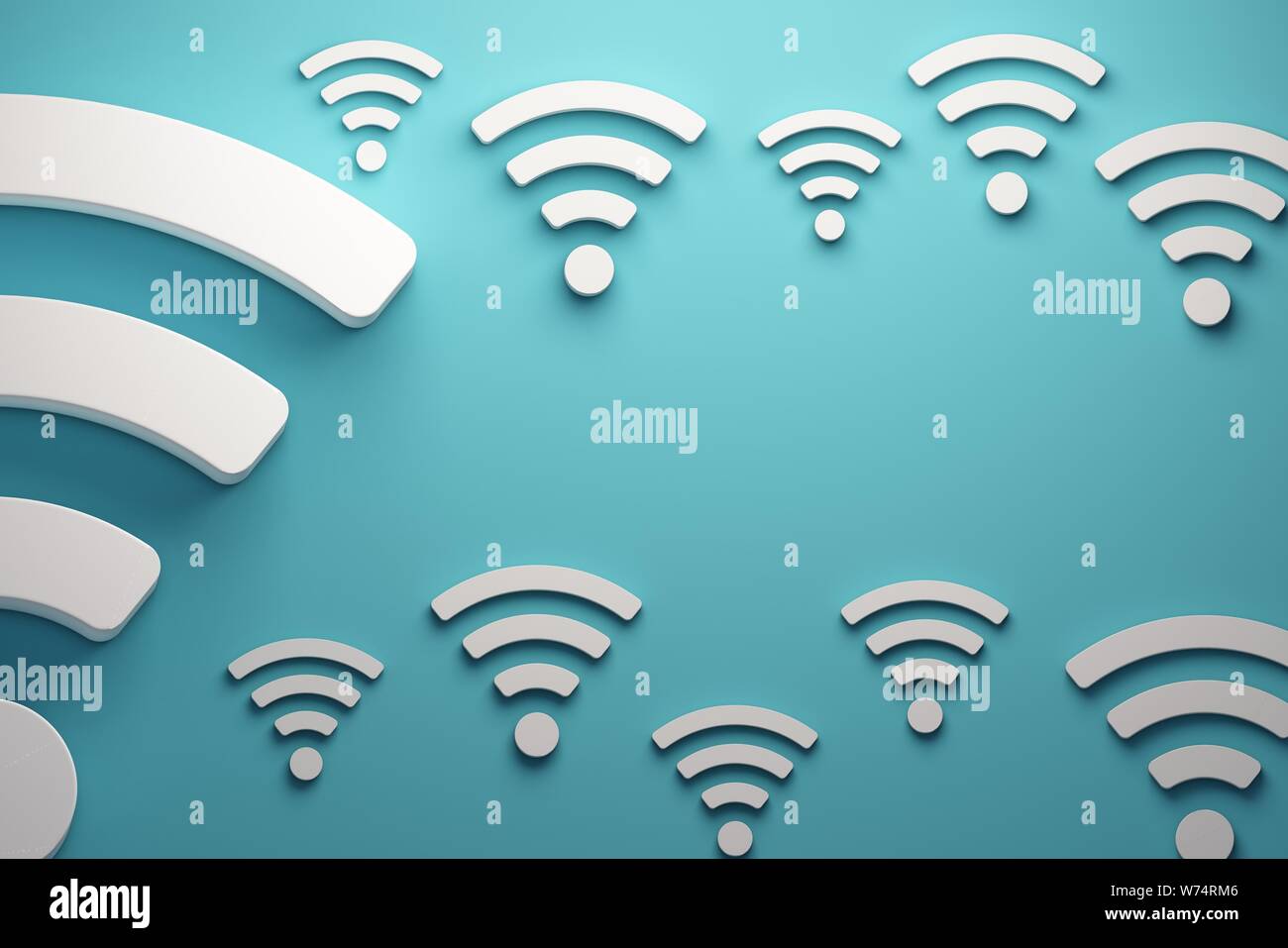 Wlan-Signale Hintergrund. 3D-Render Abbildung Stockfoto