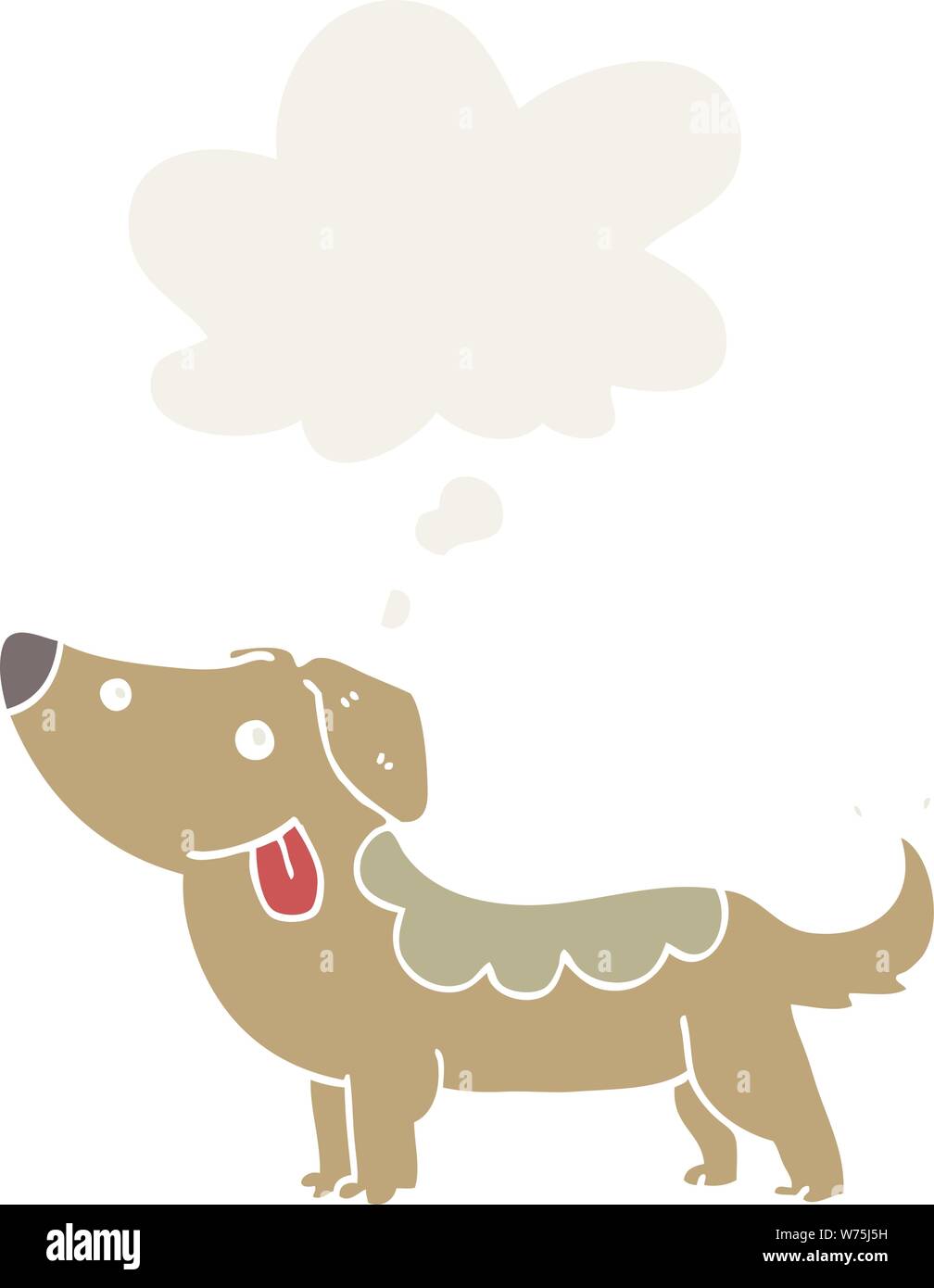 Cartoon Hund mit dachte Blase im Retro Stil Stock Vektor