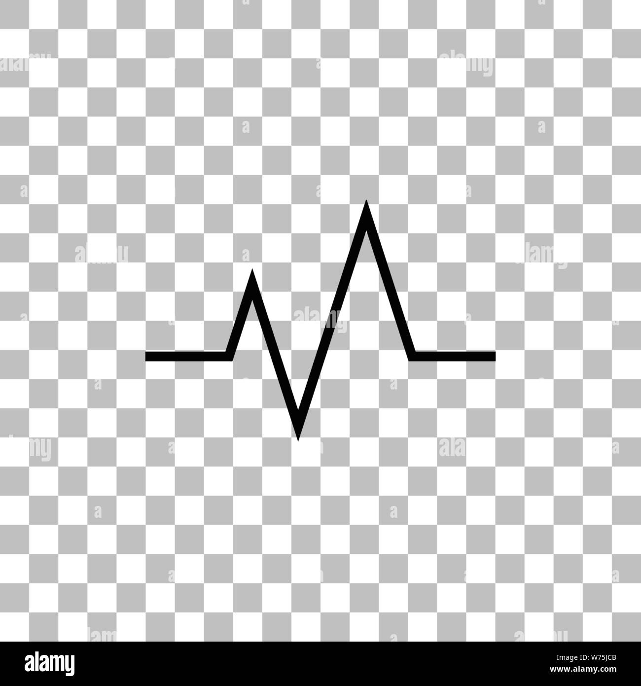 Heart beat Elektrokardiogramm. Flache schwarze Symbol auf einen transparenten Hintergrund. Piktogramm für Ihr Projekt Stock Vektor