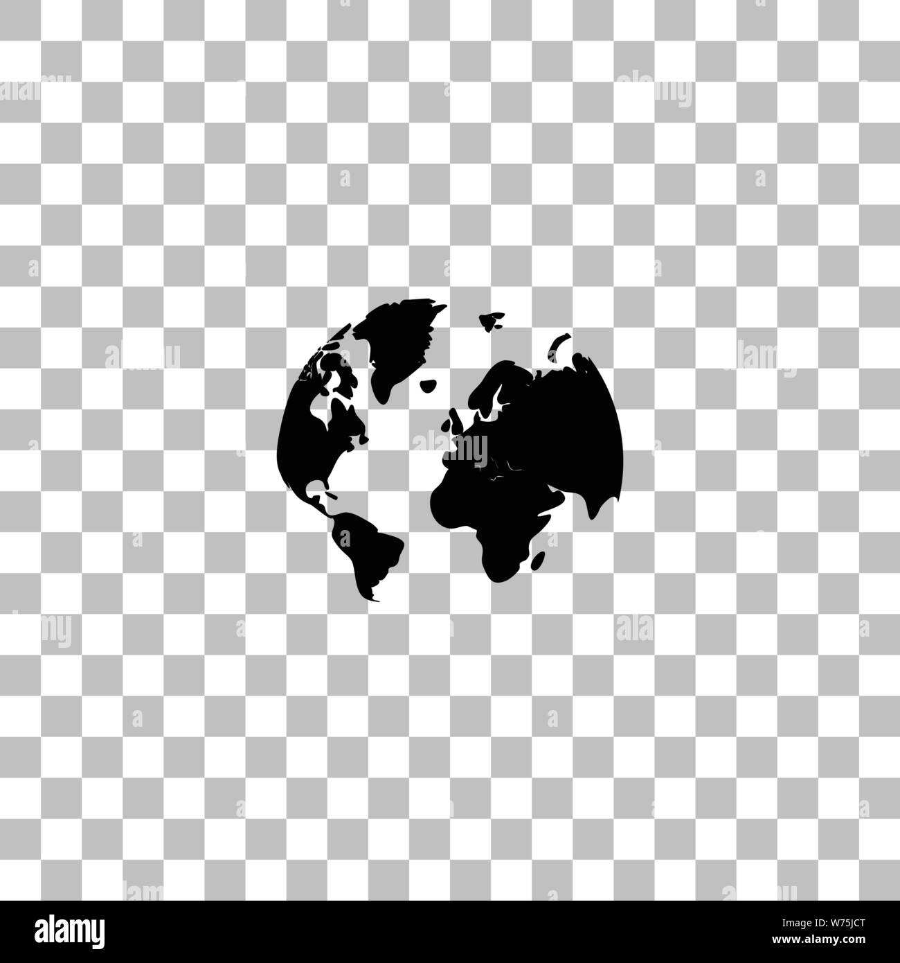 Weltkarte. Flache schwarze Symbol auf einen transparenten Hintergrund. Piktogramm für Ihr Projekt Stock Vektor