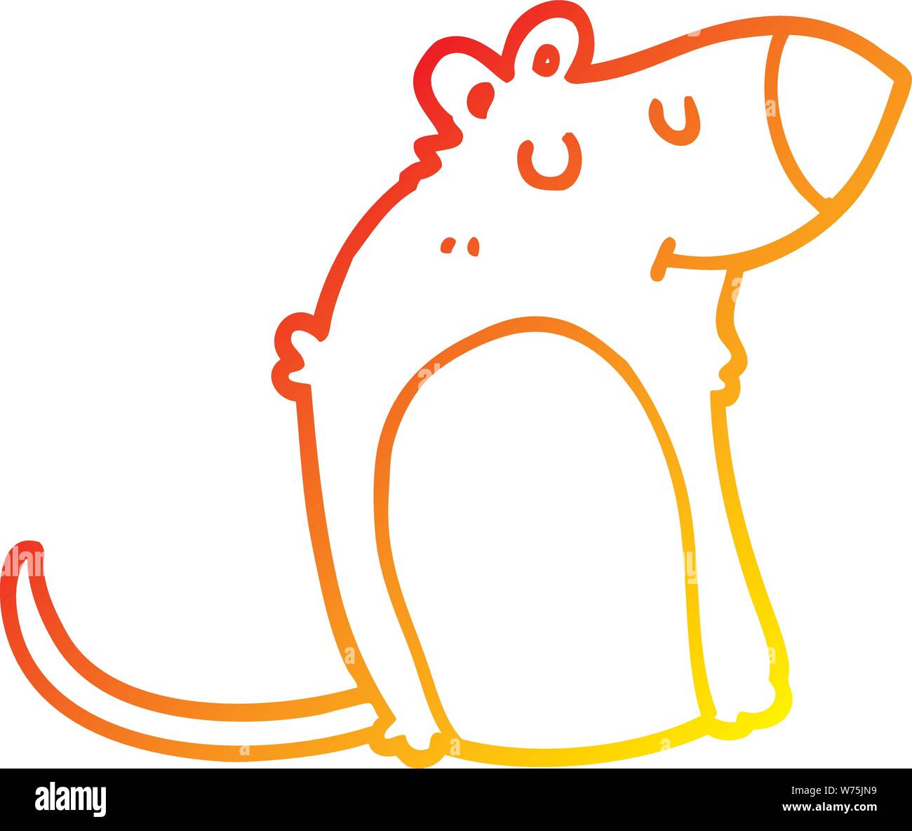 Warme abstufungslinie Zeichnung einer Cartoon fette Ratte Stock Vektor