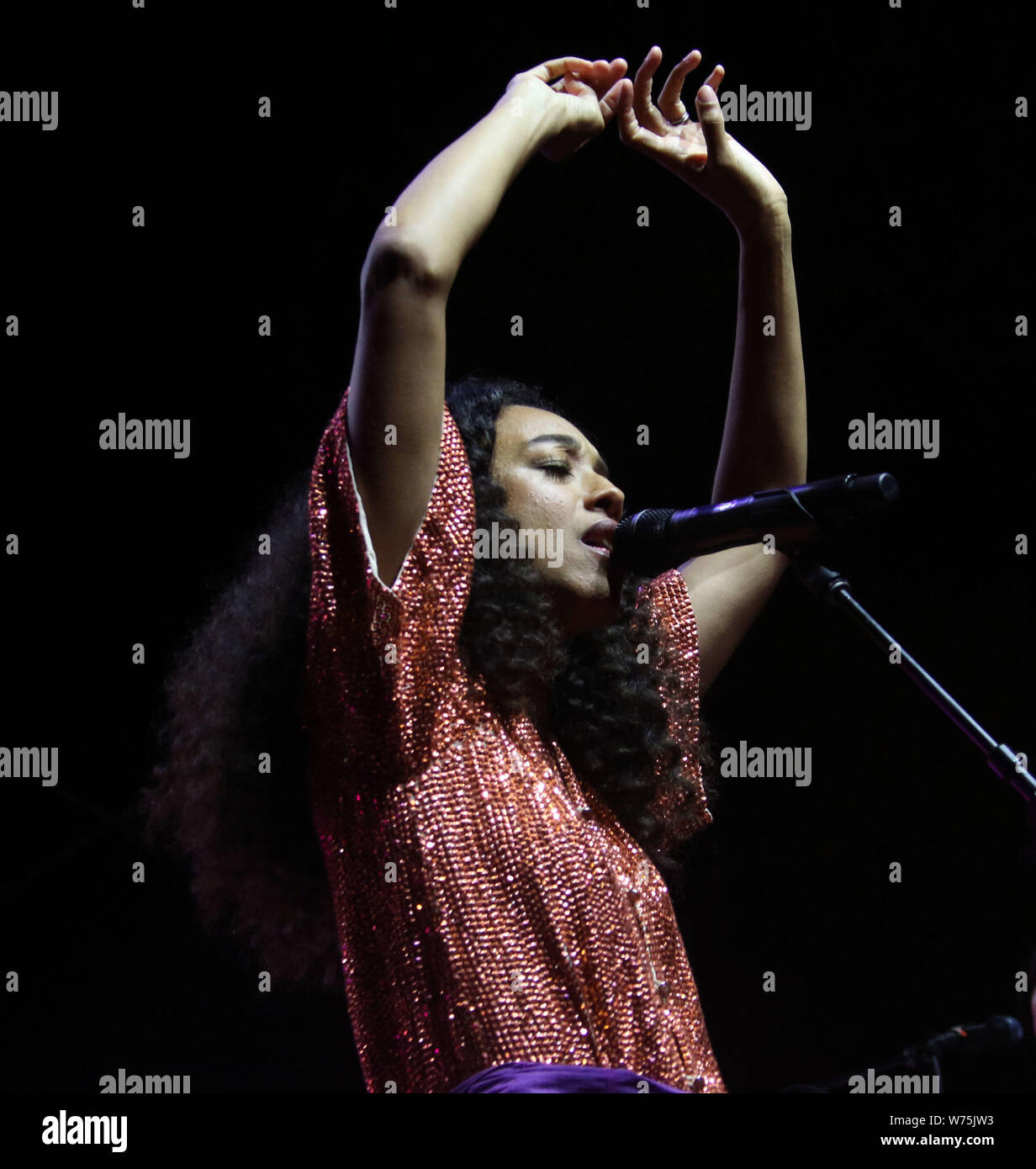 August 4, 2019, New York City, New York, USA: Sängerin Corinne Bailey Rae führt bei SummerStage im Central Park statt. (Bild: © Nancy Kaszerman/ZUMA Draht) Stockfoto