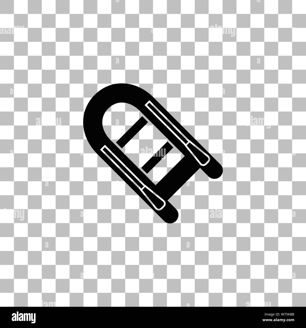 Motorboot. Flache schwarze Symbol auf einen transparenten Hintergrund. Piktogramm für Ihr Projekt Stock Vektor