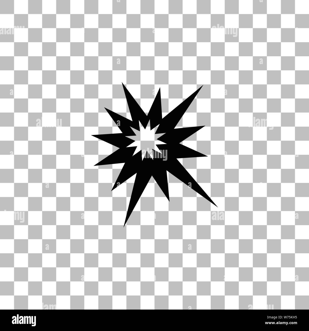 Explosion. Flache schwarze Symbol auf einen transparenten Hintergrund. Piktogramm für Ihr Projekt Stock Vektor